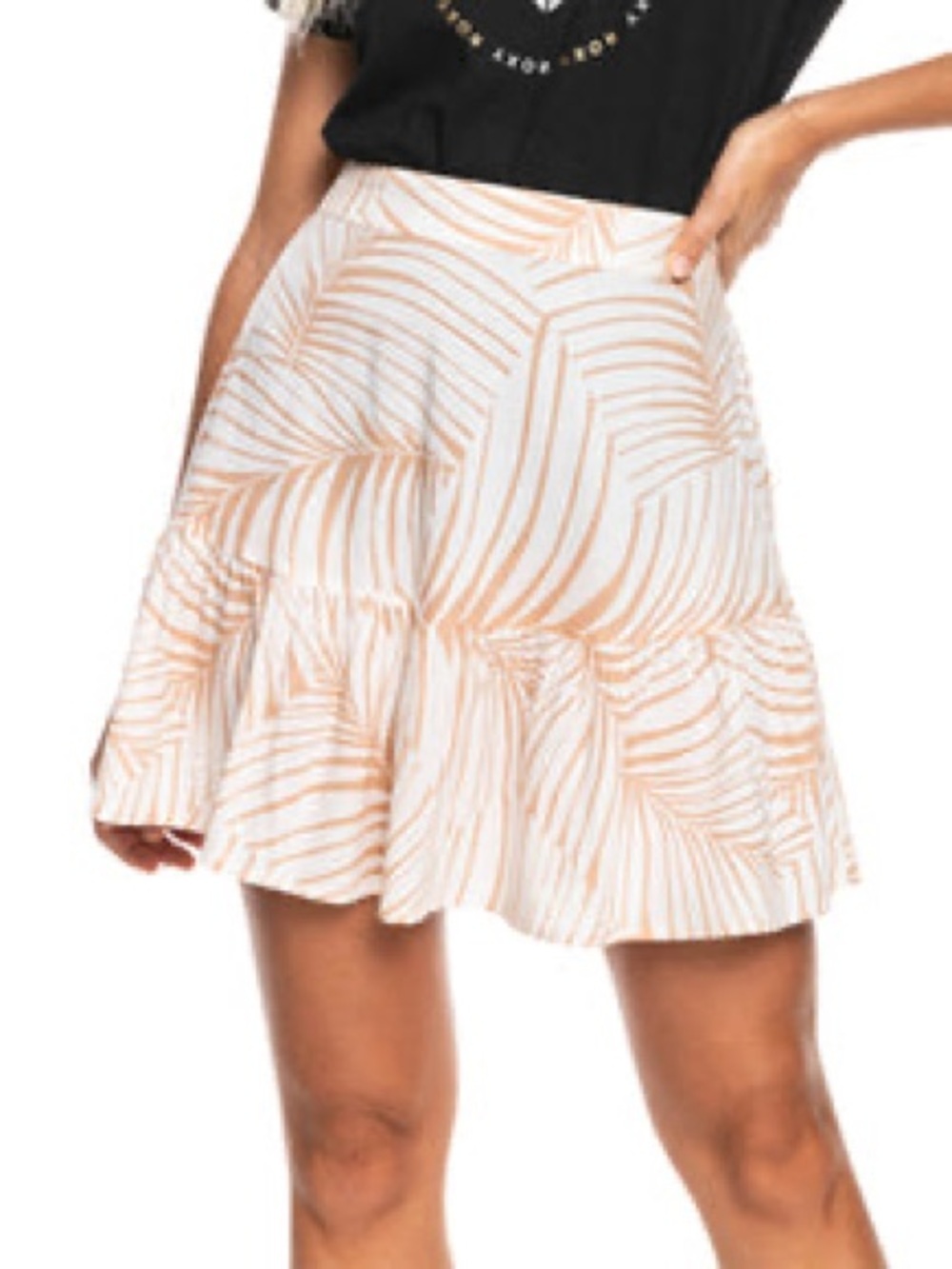 Roxy White and Tan Patterned Skirt XL